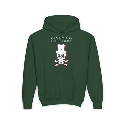 Black Cherry Skull Youth Hoodie - S / Forest Green - Kids clothes