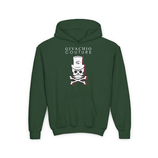 Black Cherry Skull Youth Hoodie - S / Forest Green - Kids clothes