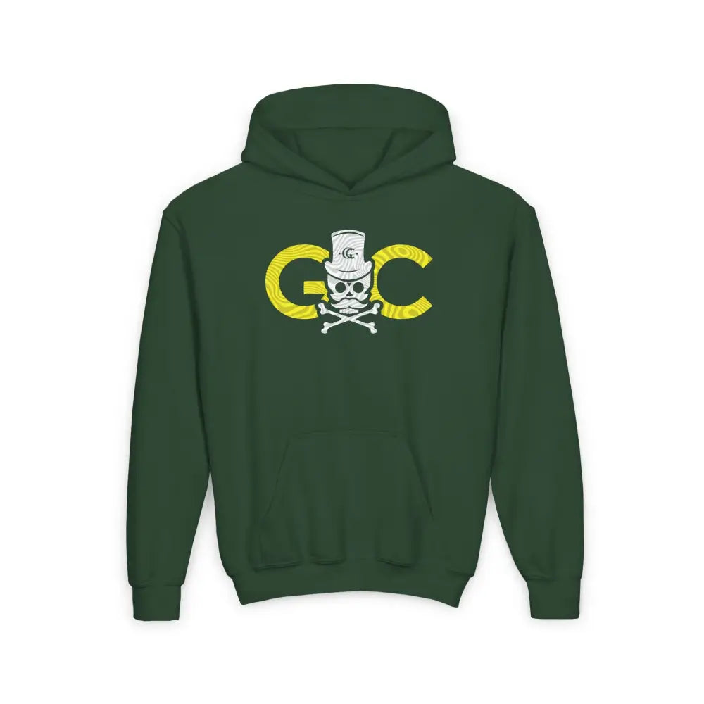 Black GC Skull Treasure Youth Hoodie - S / Forest Green - Kids clothes