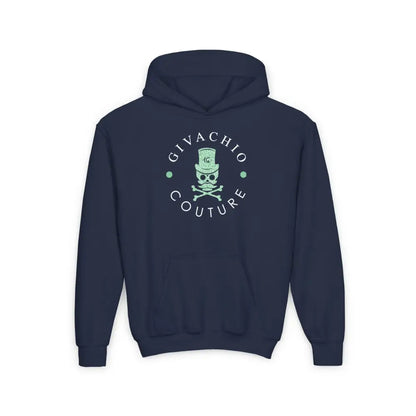 Black Glory Skull Youth Hoodie - S / Navy - Kids clothes