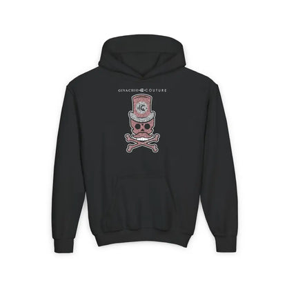 Bone Pink Skull Youth Hoodie - S / Black - Kids clothes