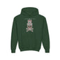Bone Pink Skull Youth Hoodie - S / Forest Green - Kids clothes