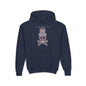 Bone Pink Skull Youth Hoodie - S / Navy - Kids clothes