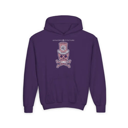 Bone Pink Skull Youth Hoodie - S / Purple - Kids clothes