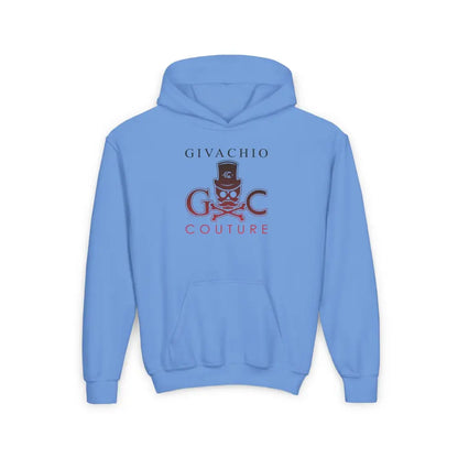 Crimson Hues Skull Youth Hoodie - S / Carolina Blue - Kids clothes