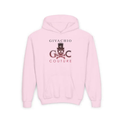 Crimson Hues Skull Youth Hoodie - S / Light Pink - Kids clothes