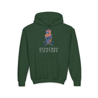 Dab Skull Youth Hoodie - S / Forest Green - Kids clothes