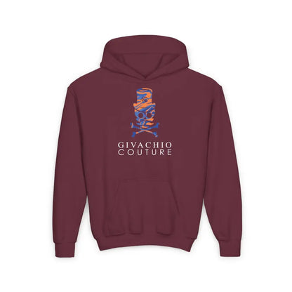 Dab Skull Youth Hoodie - S / Maroon - Kids clothes
