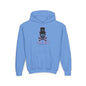 Deep Black Skull Youth Hoodie - S / Carolina Blue - Kids clothes