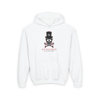 Deep Black Skull Youth Hoodie - S / White - Kids clothes