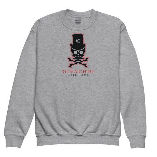 Deep Black Skull Youth Sweatshirt - Sport Grey / XS