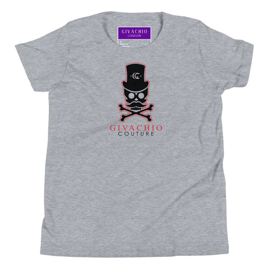 Deep Black Skull Youth T-Shirt - Athletic Heather / S