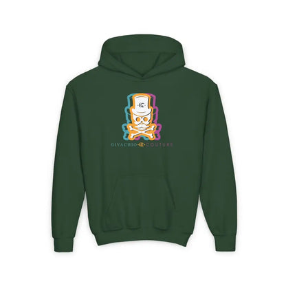 Facit Skull Youth Hoodie - S / Forest Green - Kids clothes