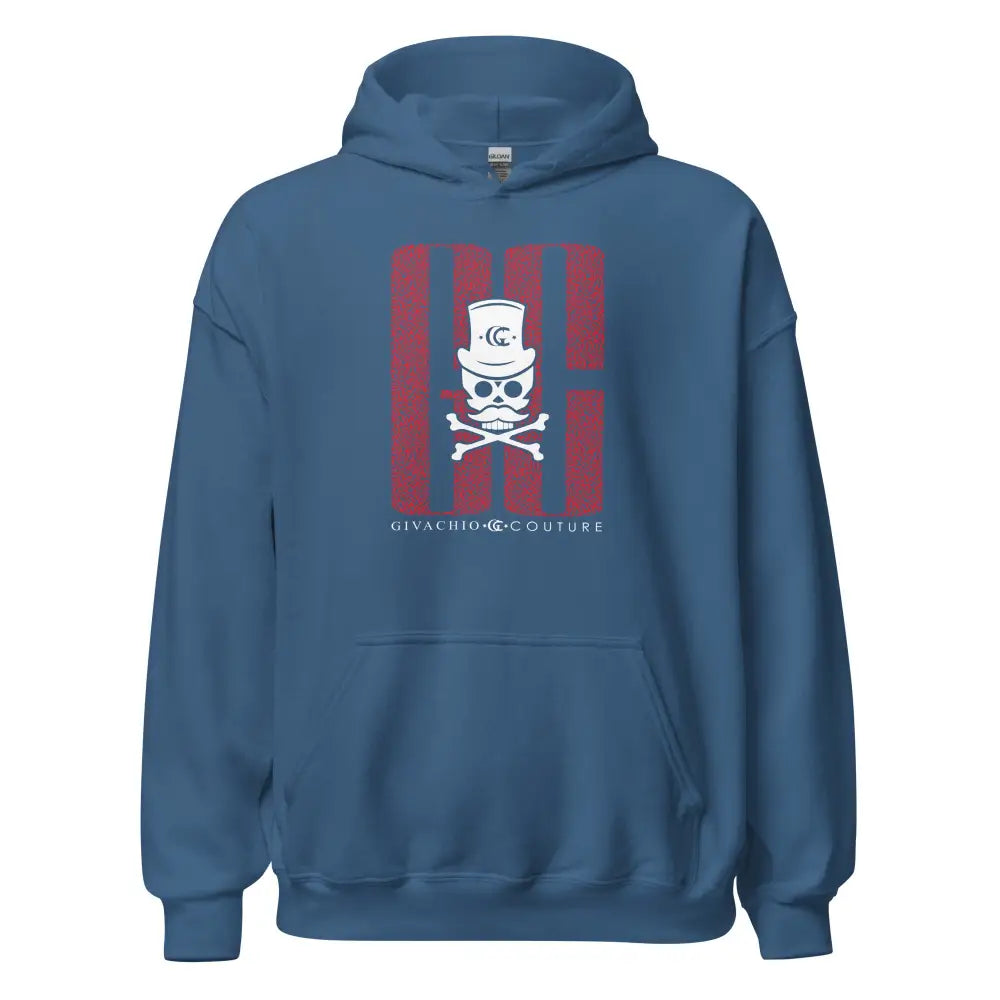 Ghost White Skull Hoodie - Indigo Blue / S