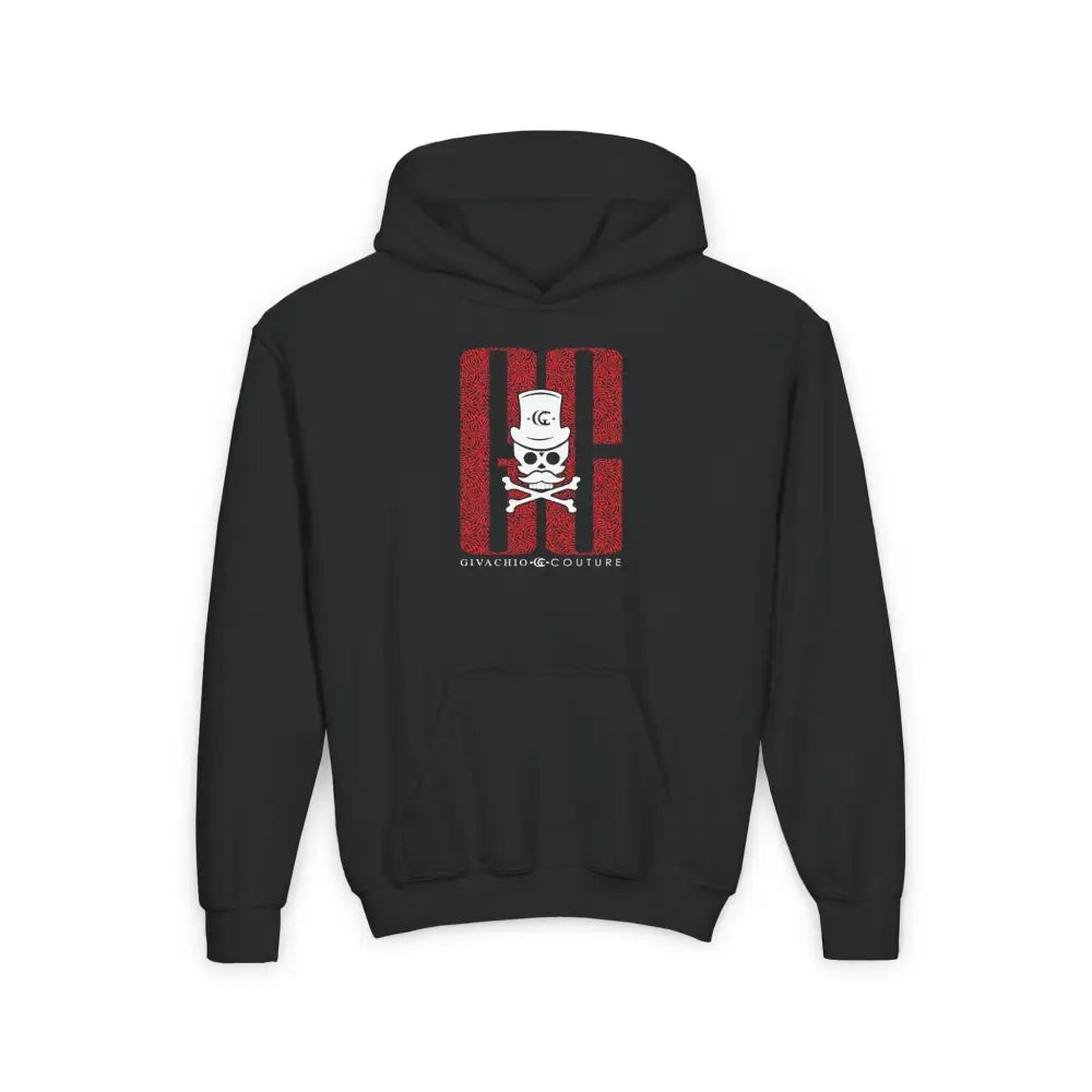 Ghost White Skull Youth Hoodie - S / Black - Kids clothes