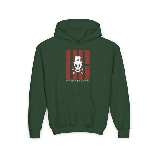Ghost White Skull Youth Hoodie - S / Forest Green - Kids clothes