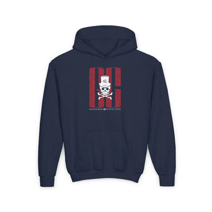 Ghost White Skull Youth Hoodie - S / Navy - Kids clothes