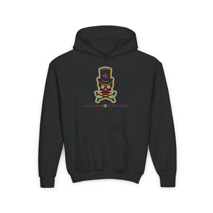 Green Aura Skull Youth Hoodie - S / Black - Kids clothes