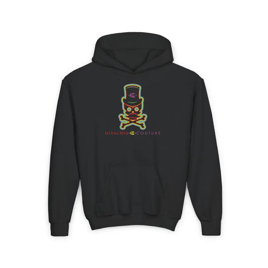 Green Aura Skull Youth Hoodie - S / Black - Kids clothes
