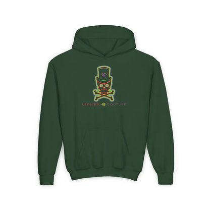Green Aura Skull Youth Hoodie - S / Forest - Kids clothes