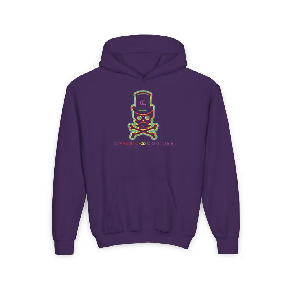 Green Aura Skull Youth Hoodie - S / Purple - Kids clothes