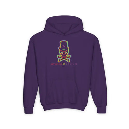 Green Aura Skull Youth Hoodie - S / Purple - Kids clothes