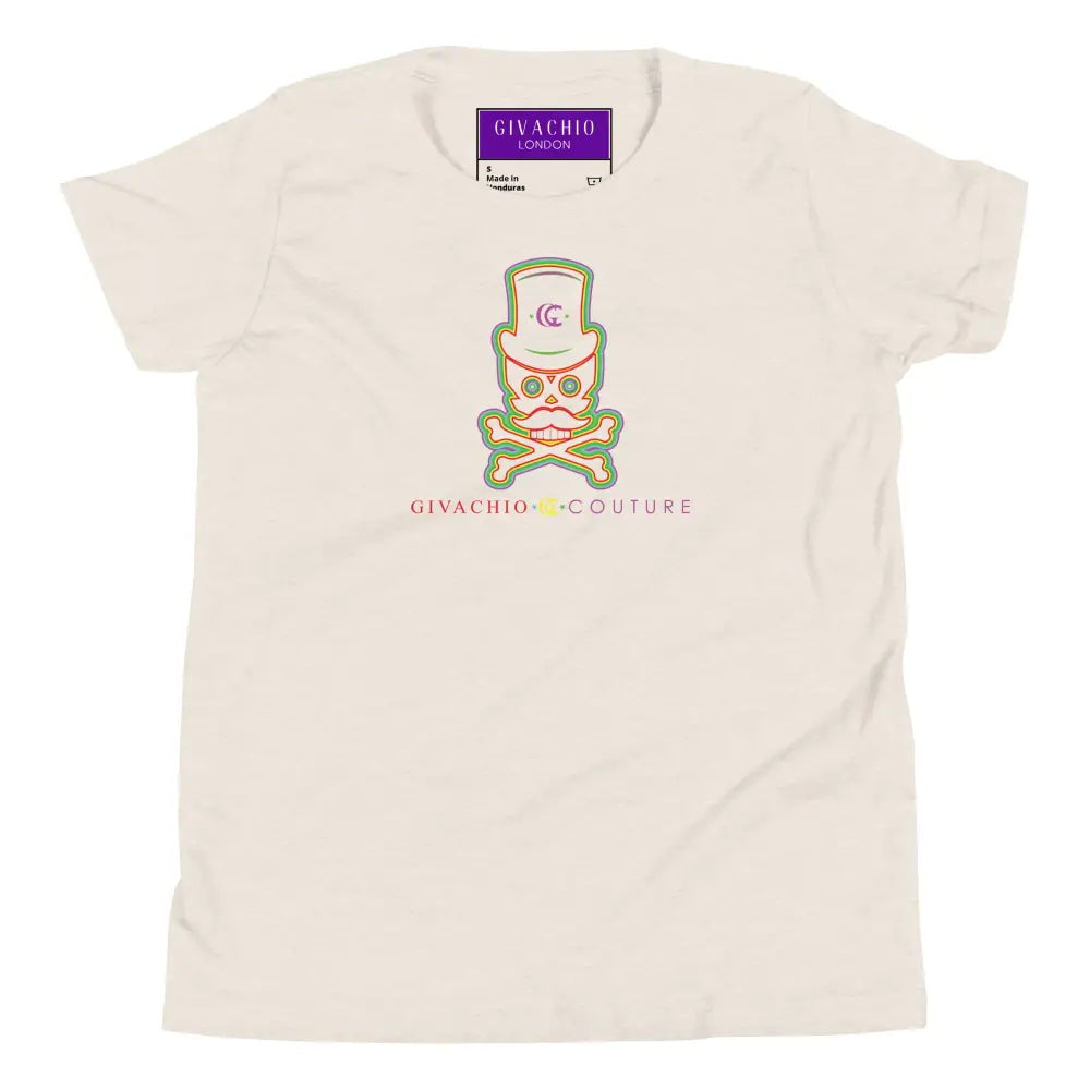 Green Aura Skull Youth T-Shirt - Heather Dust / S