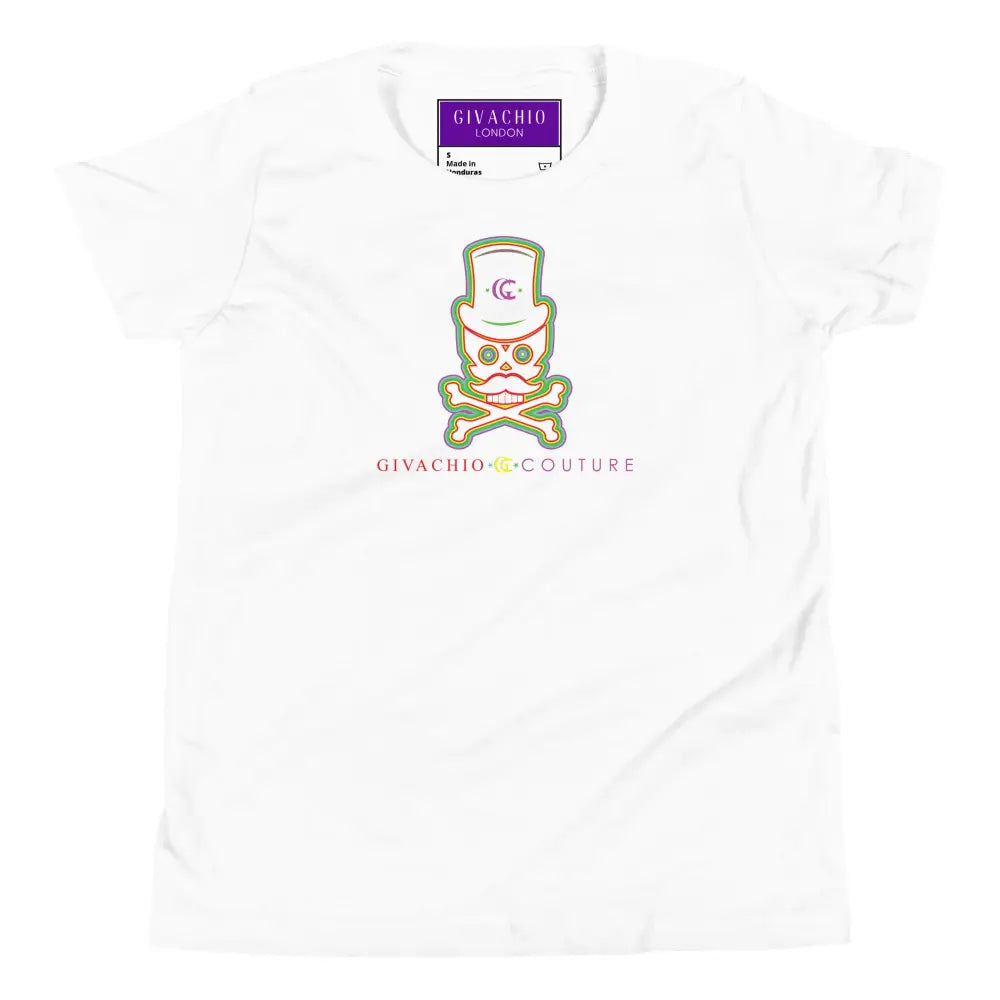 Green Aura Skull Youth T-Shirt - White / S