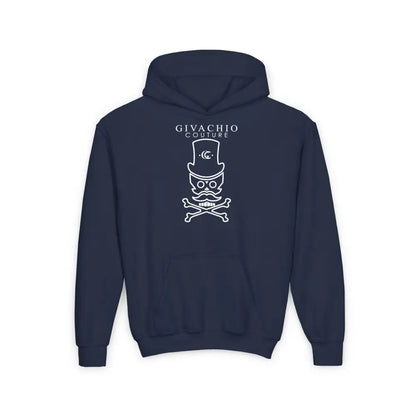 Mad White Skull Youth Hoodie - S / Navy - Kids clothes