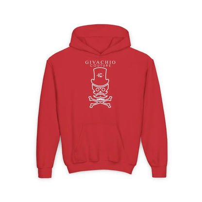 Mad White Skull Youth Hoodie - S / Red - Kids clothes
