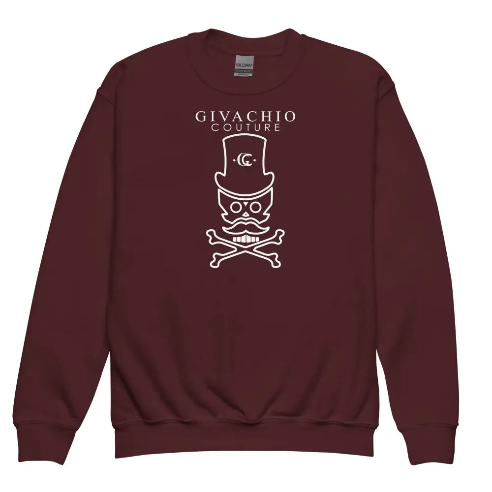 Mad White Skull Youth Sweatshirt - Maroon / XS
