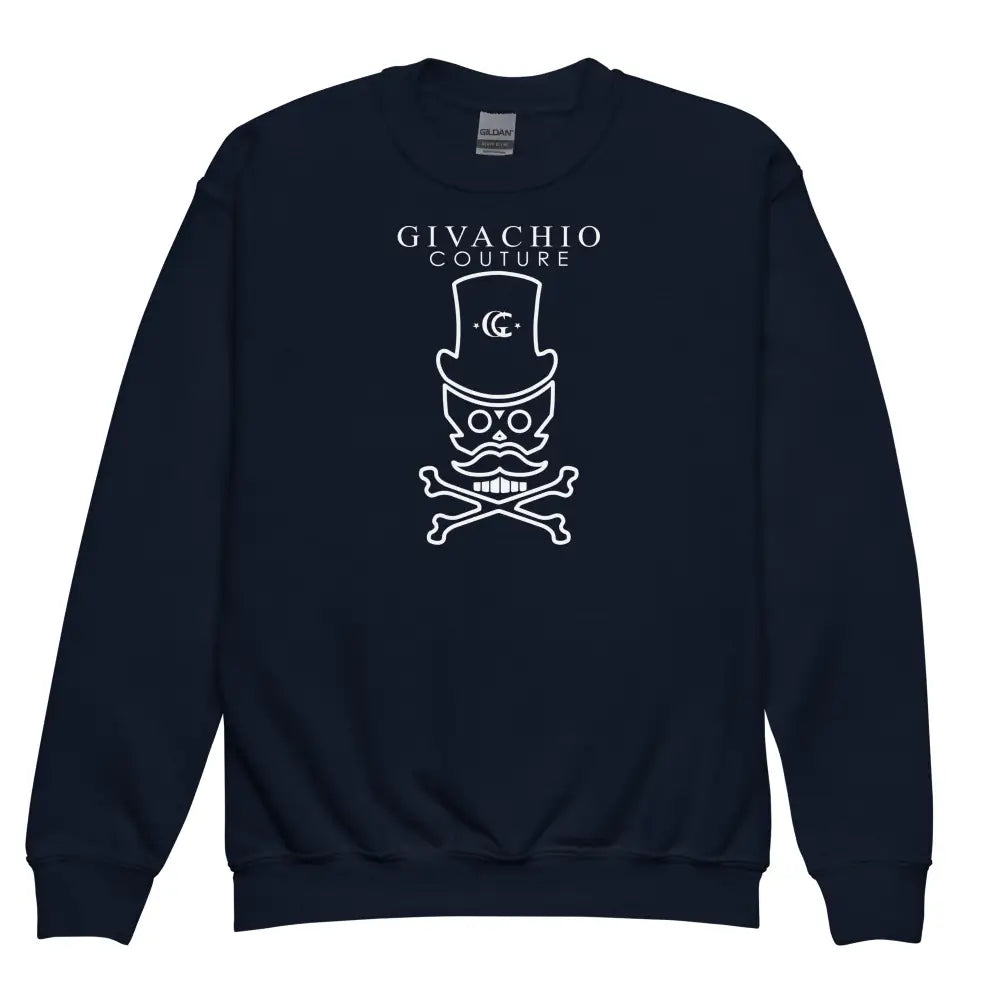 Mad White Skull Youth Sweatshirt - Navy / XS