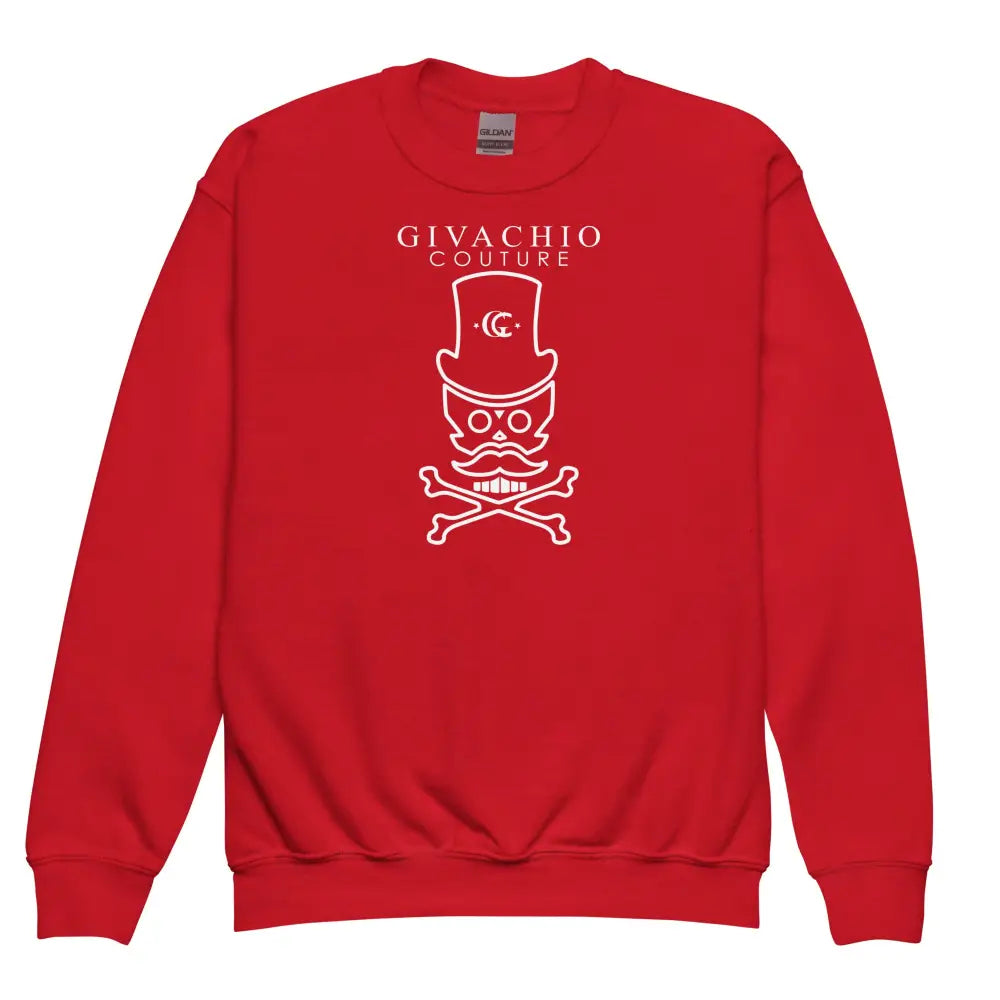 Mad White Skull Youth Sweatshirt - Red / XS