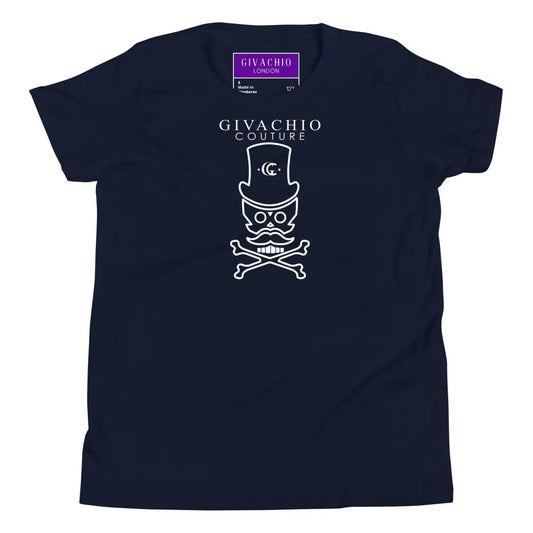 Mad White Skull Youth T-Shirt - Navy / S