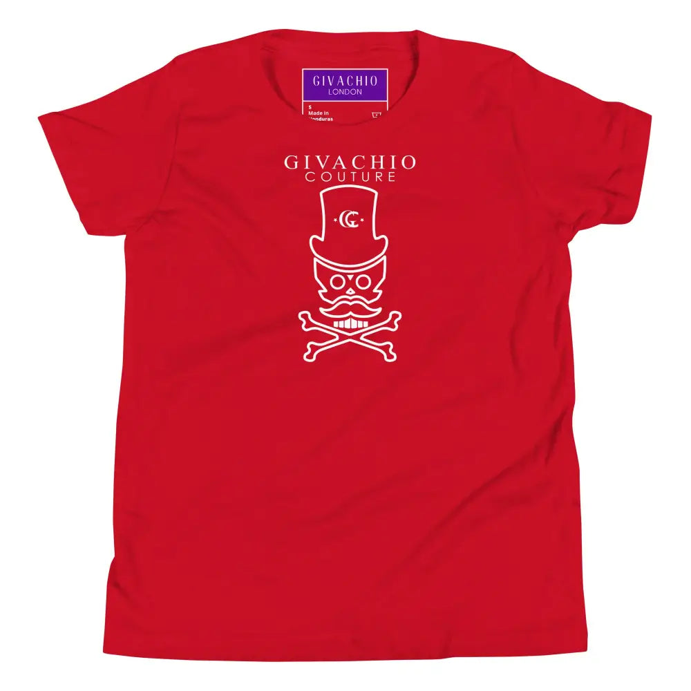 Mad White Skull Youth T-Shirt - Red / S