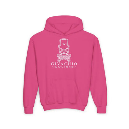 Noir Skull Youth Hoodie - S / Heliconia - Kids clothes