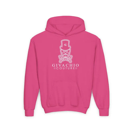 Noir Skull Youth Hoodie - S / Heliconia - Kids clothes