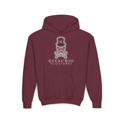 Noir Skull Youth Hoodie - S / Maroon - Kids clothes