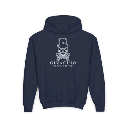 Noir Skull Youth Hoodie - S / Navy - Kids clothes