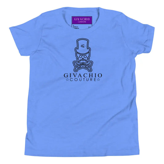 Noir Skull Youth T-Shirt - Heather Columbia Blue / S