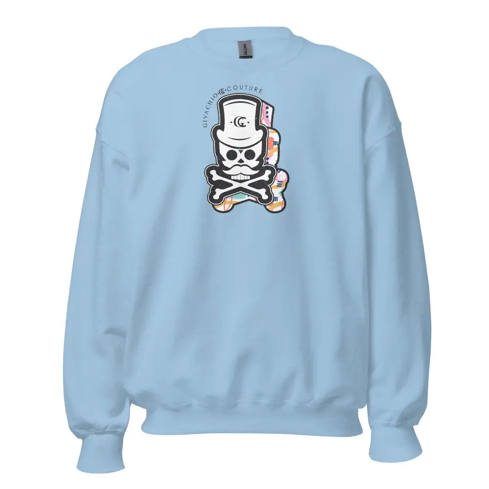Patch Up Skull Sweatshirt - Light Blue / S