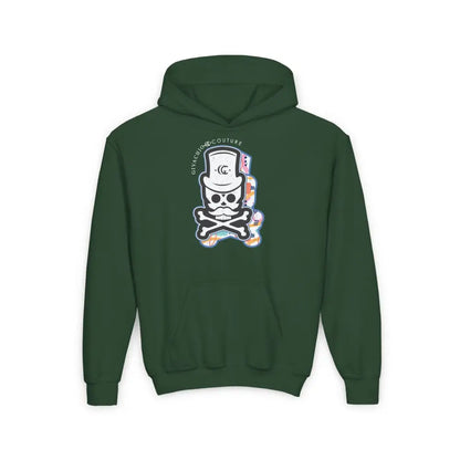 Patch Up Skull Youth Hoodie - S / Forest Green - Kids clothes