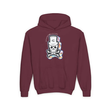 Patch Up Skull Youth Hoodie - S / Maroon - Kids clothes