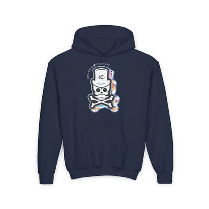 Patch Up Skull Youth Hoodie - S / Navy - Kids clothes