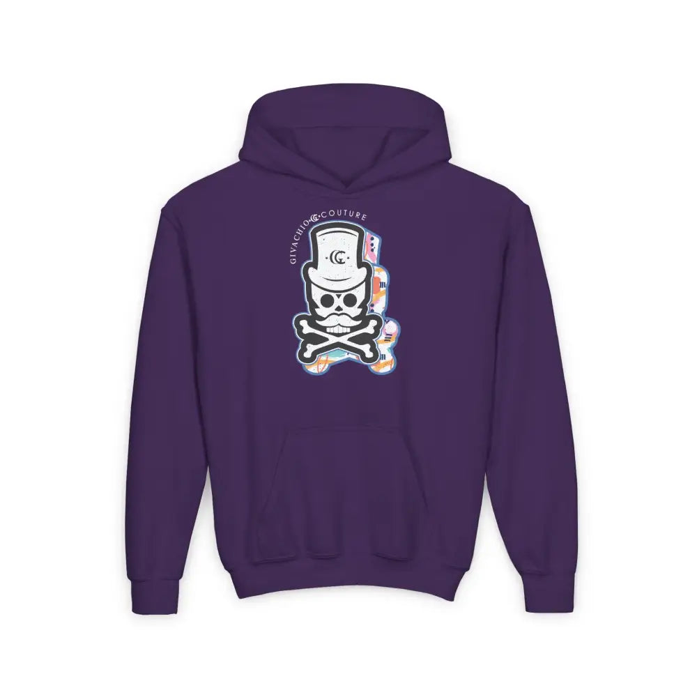 Patch Up Skull Youth Hoodie - S / Purple - Kids clothes
