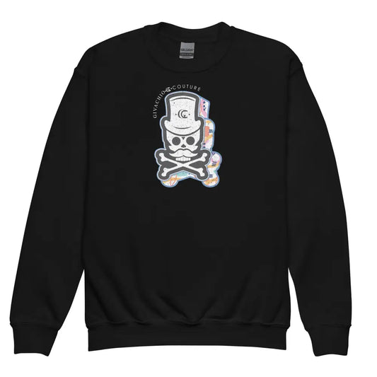 Patch Up Skull Youth Sweatshirt - Black / XS