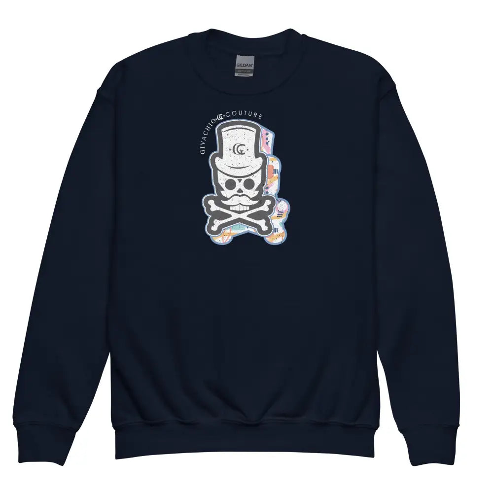 Patch Up Skull Youth Sweatshirt - Navy / XS