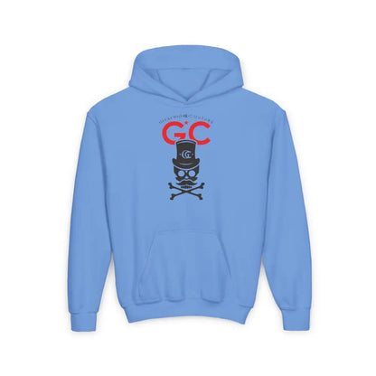 Royal Black Skull Youth Hoodie - S / Carolina Blue - Kids clothes