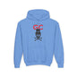 Royal Black Skull Youth Hoodie - S / Carolina Blue - Kids clothes
