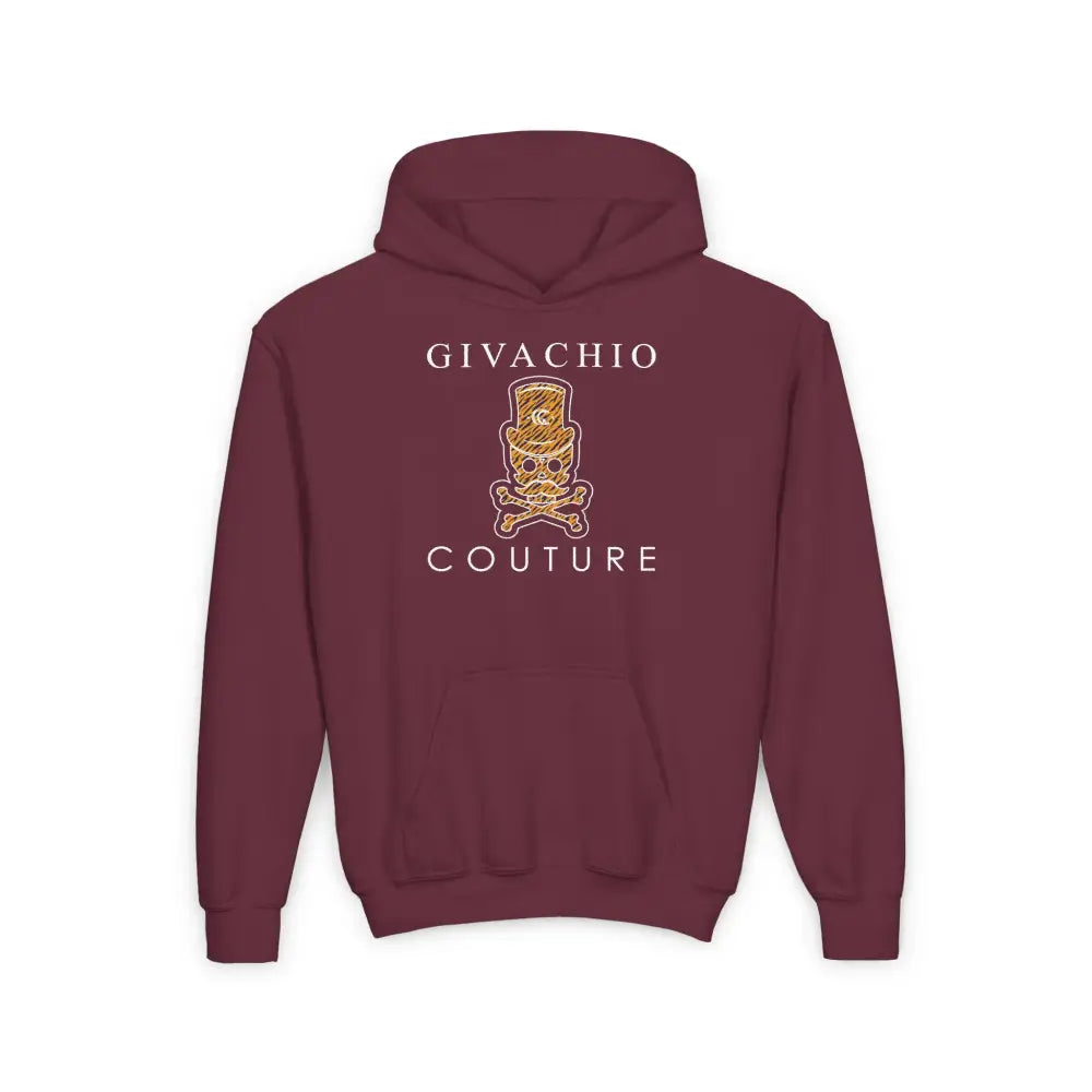 Silvo Skull Youth Hoodie - S / Maroon - Kids clothes